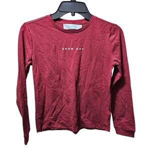 Scene & Heard Girl Snow Day Long Sleeve Flecked Knit Top Charcoal Burgundy 10/12